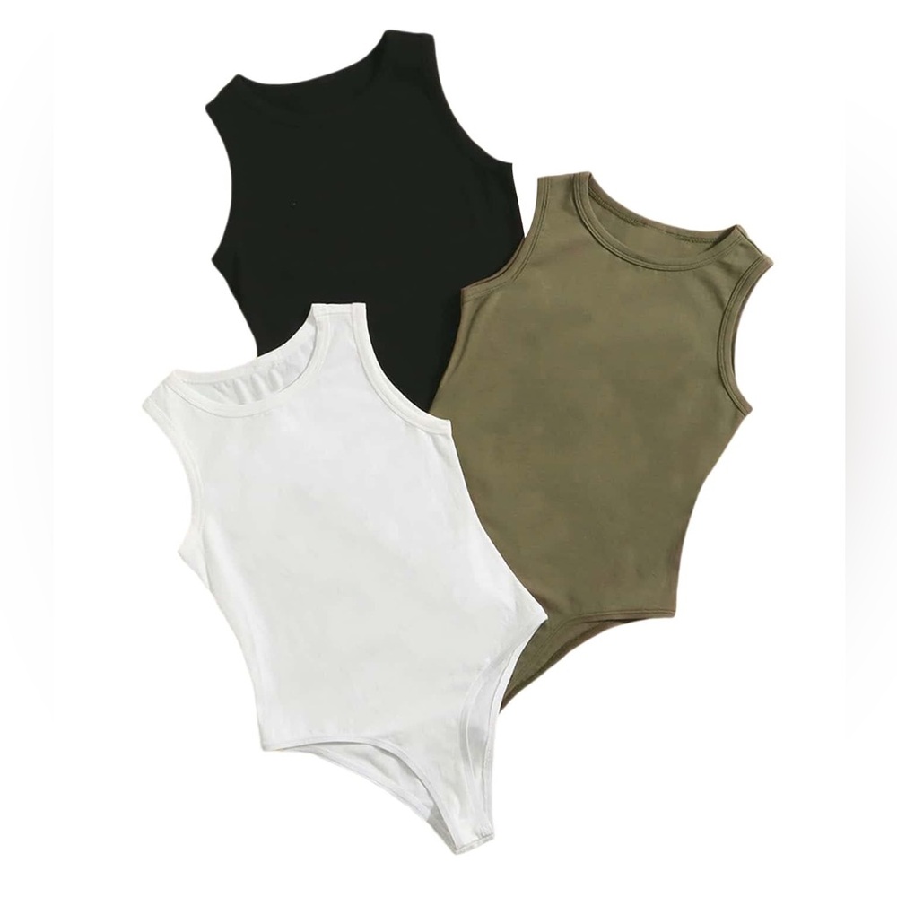 Milumia Cotton Sleeveless Crew Neck Bodysuits GIRLS Size 7Y Multi Color 3 Pack